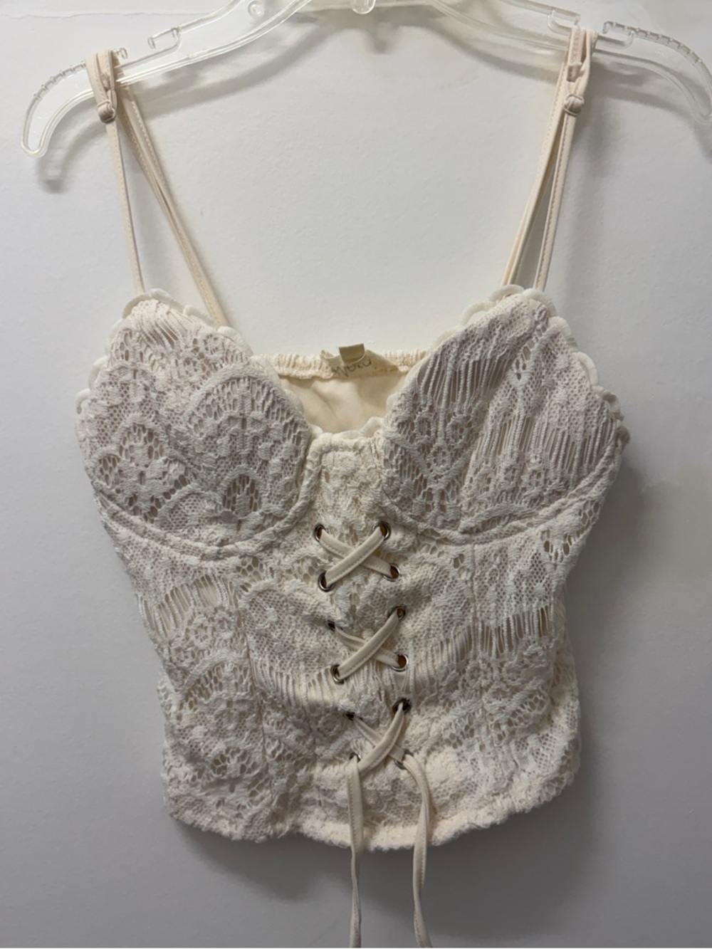 meraki Cream Lace Corset Bandeau Top